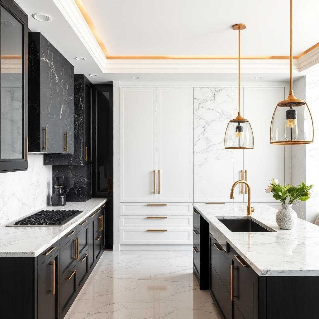 Italian marble, brass detailing.